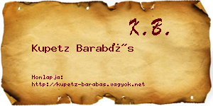 Kupetz Barabás névjegykártya